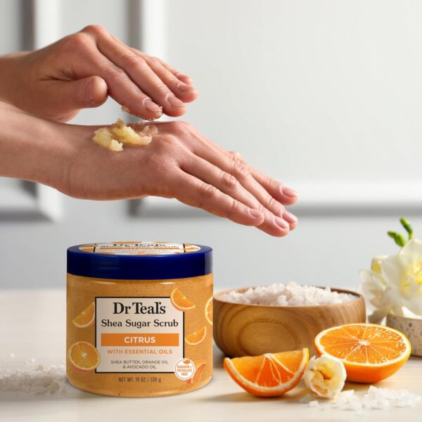 🌿 Dr Teal’s Shea Sugar Body Scrub – Citrus avec Huiles Essentielles & Vitamine C