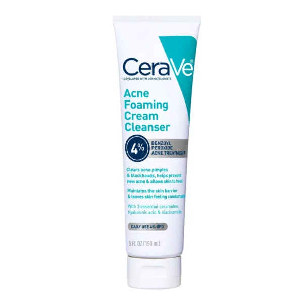 CeraVe Acne Foaming Cream Face Cleanser – Nettoyant Moussant Traitement Anti-Acné Sans Parfum