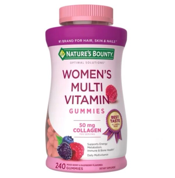 Nature’s Bounty Women’s Multi Vitamin Gummies, 50 mg Collagen, 240 Gummies